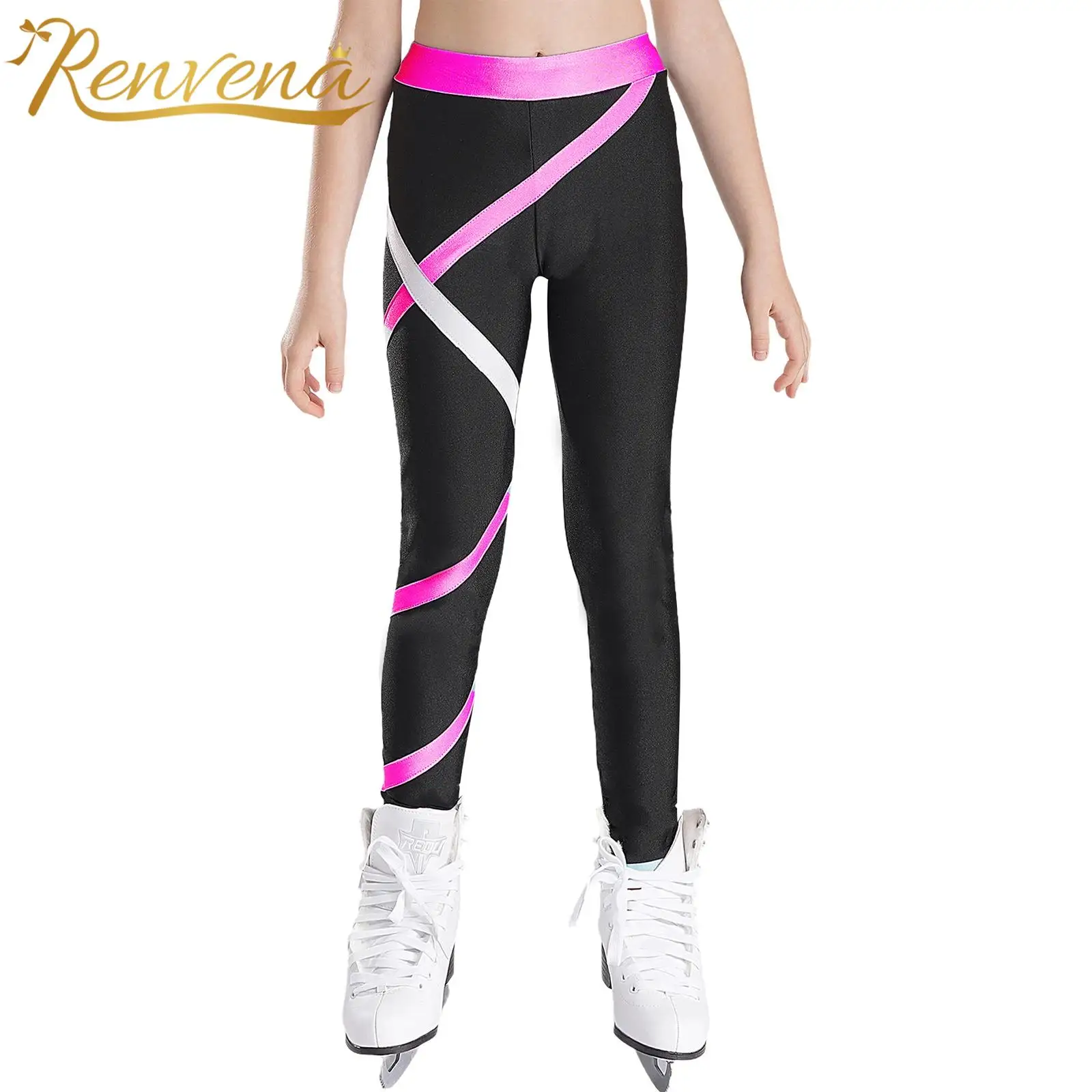 Leggings per bambini per ragazze pantaloni sportivi Colorblock pantaloni da Yoga pantaloni sportivi da ballo pantaloni per bambini pantaloni a