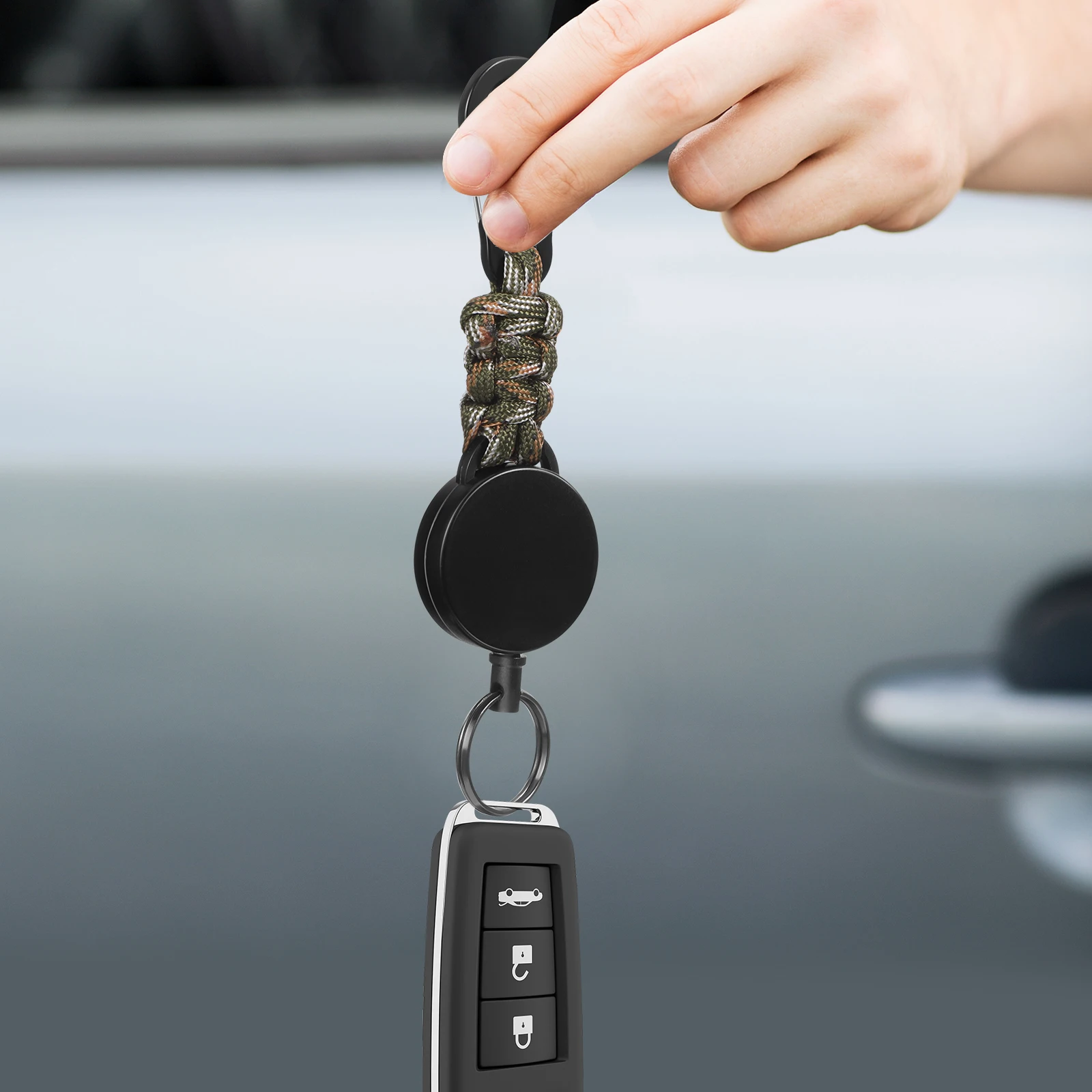 

4 Pcs Retractable Key Chain Id Badge Holder Heavy Duty Extender Carabiner Polyester Keychain