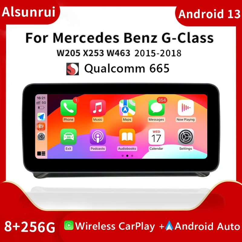 Qualcomm 665 Android 13 Wireless Carplay AutoRadio For Mercedes Benz C Class W205 GLC Class X253 W446 2015-2018 MultimediaStereo