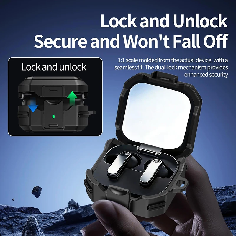 Military Grade Armor Earphone Case For Samsung Galaxy Buds 4/Buds 4 Pro Switch Lock Shockproof Rugged Cover For Buds 4 Buzz 4Pro