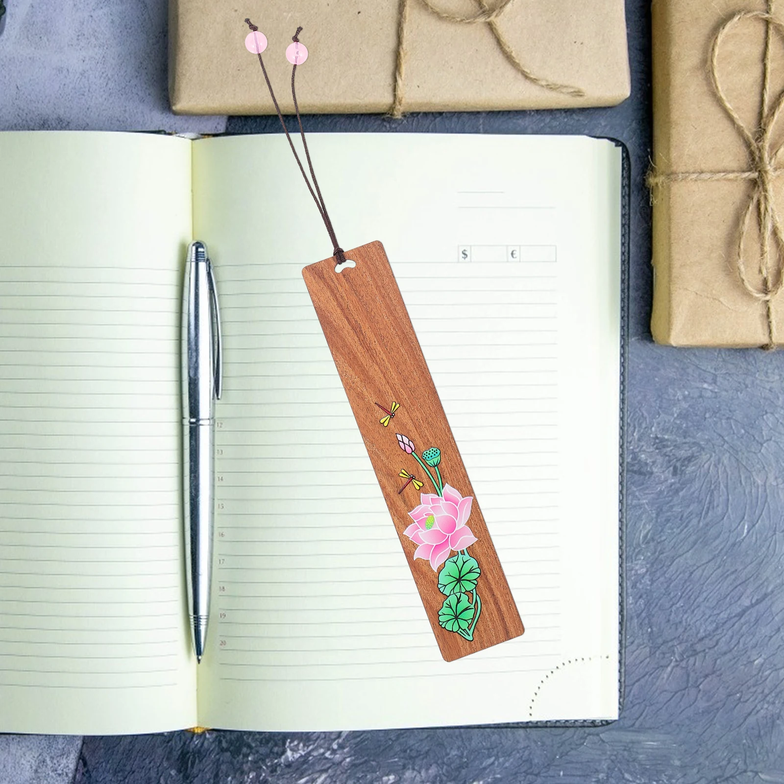 1 قطعة الإشارات المرجعية الخشبية اللوتس الإبداعية رسمت المرجعية للقراءة خفيفة الوزن المرجعية القرطاسية الهدايا لوازم الطلاب