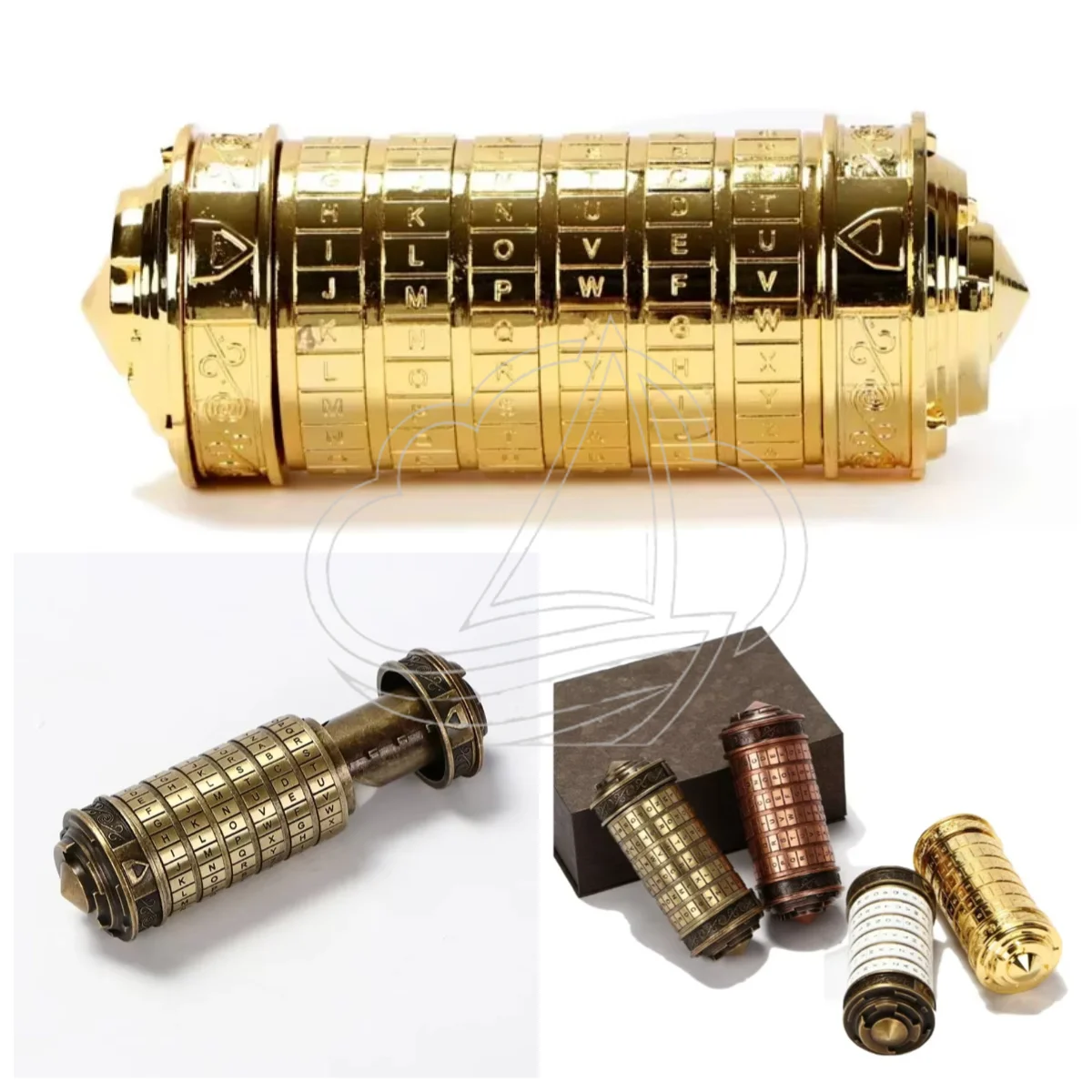 Wedding and Valentine's Day Special Gift, White Metal Da Vinci Code Cryptex Lock Puzzle Toy Escape Room Prop