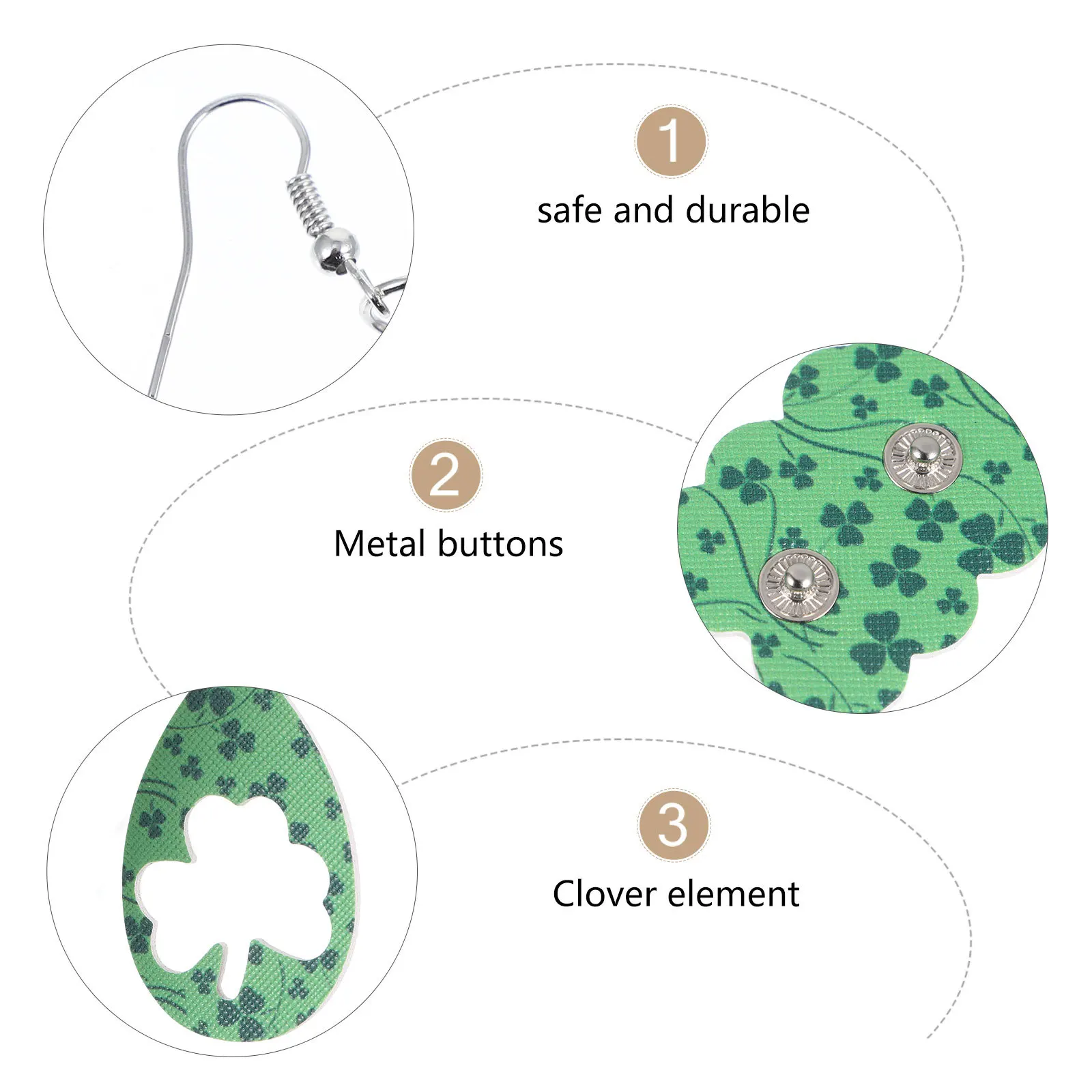 

2Pairs St Patrick Earrings Key Chain Bracelet Jewelry Set Elegant Charming Women Accessory Festival Gift Earring