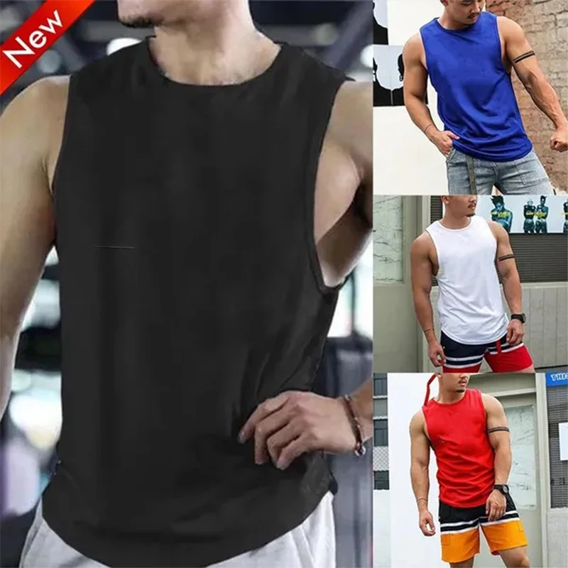 New Fashion Sleeveless Shirts Tank Top Men Fitness Shirt Mens Bodybuilding Workout Gym Vest Athletic