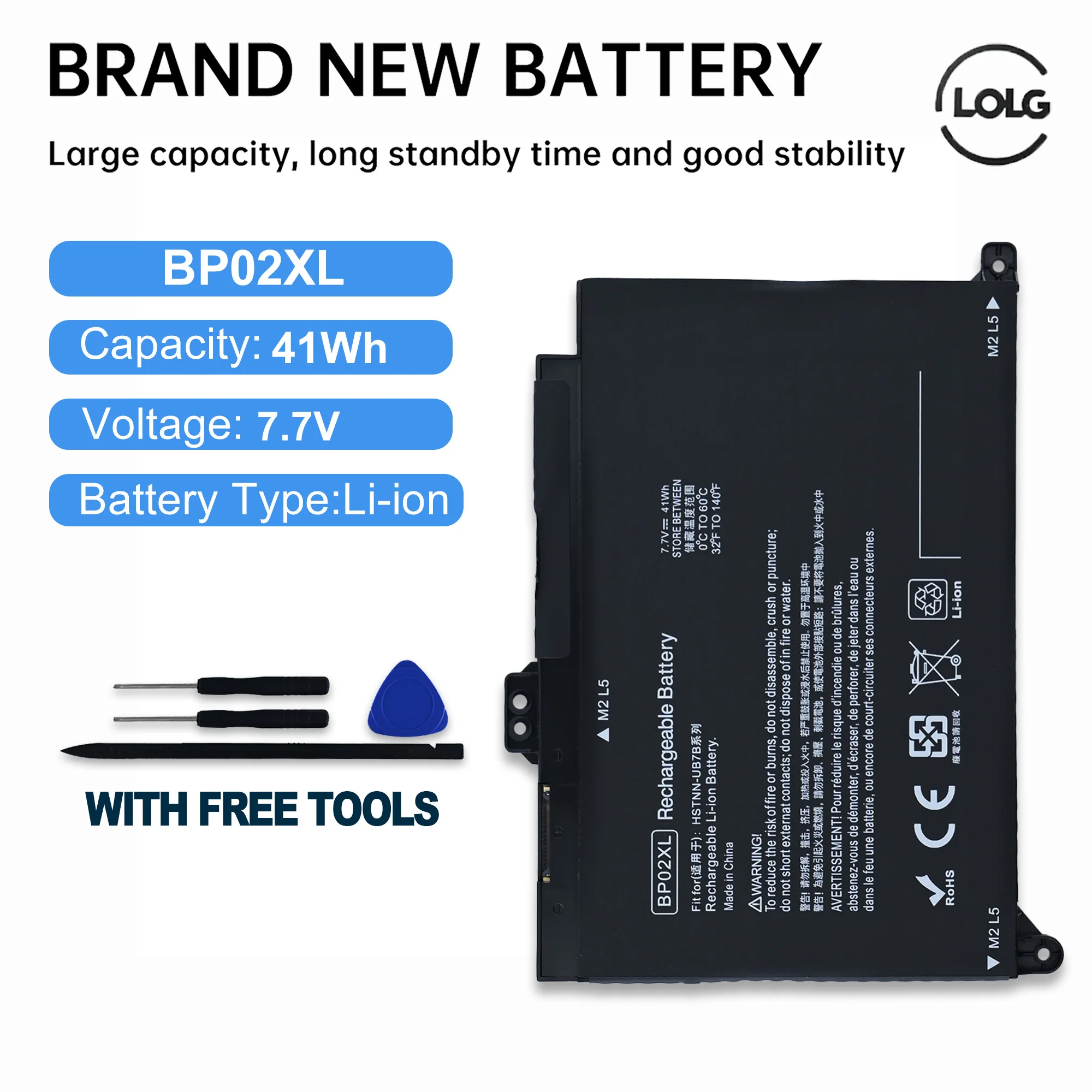 

LOL 7.7V 5150mAh BP02XL Laptop Battery For HP Pavilion PC 15 15-AU 849909-850 849569-421 HSTNN-LB7H BP02041XL HSTNN-UB7B
