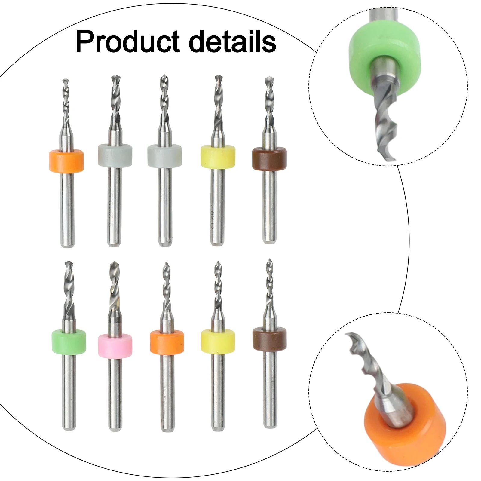 

10 drill bits coated for PCB milling cutters designed with large chip space for effective circuit board carving