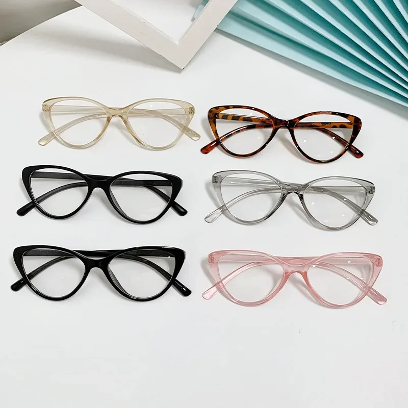 New Fashion Unisex Cat Eye Plain Glasses for Women Pc Frame Glasses for Party Eyeglasses Female Decorative Spectacles Glasses