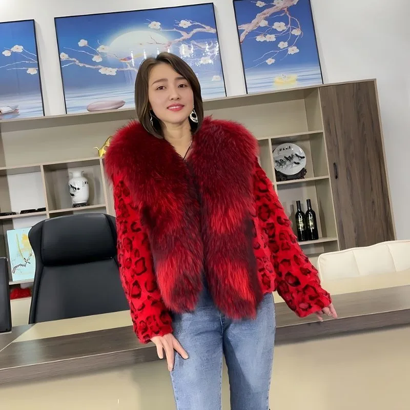 2025秋冬新作 輸入本物ミンクファーコート レディース ショートミンクコート 高品質 ラクーンファー襟付き 本物の毛皮衣料