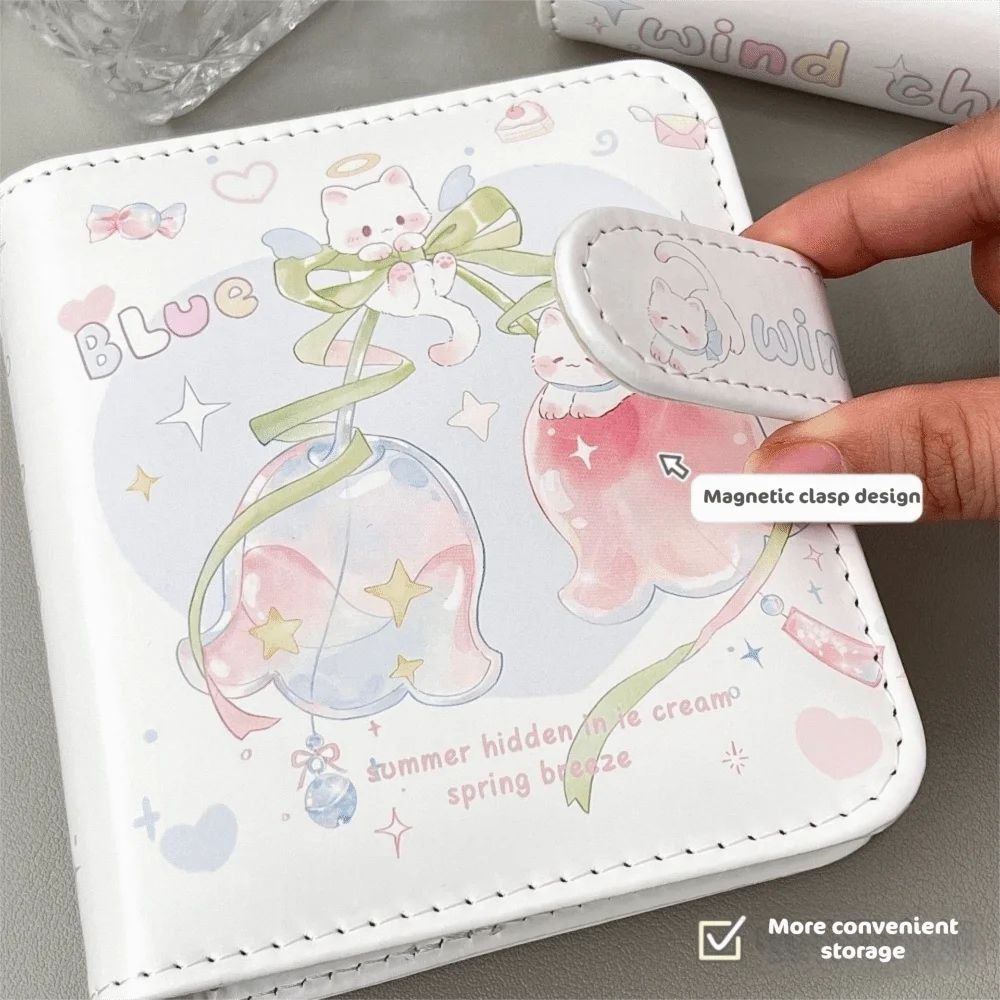Portable Card Book Leather Cover Cartoon Pattern Polarized Photo Album 20 Inner Pages M5 Grid Card Album Card Photo Collection