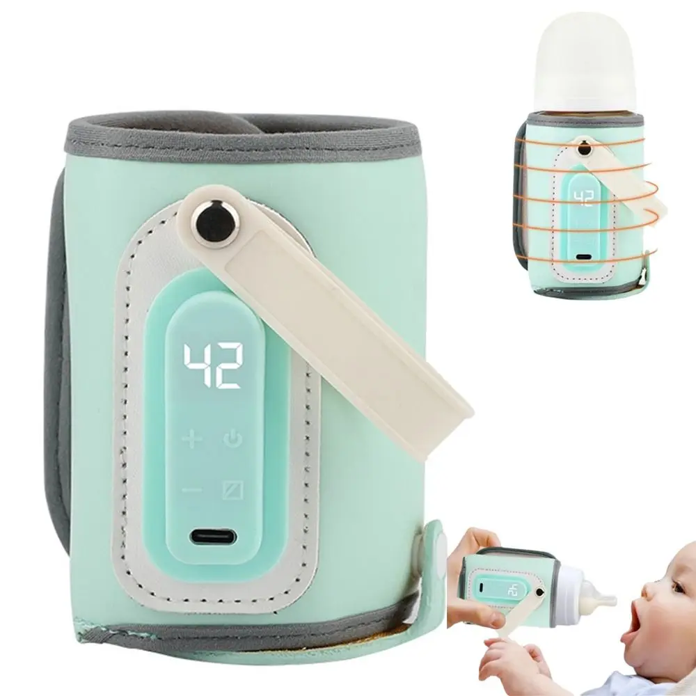 LED Display Portable Baby Bottle Warmer Temperature Adjust Smart Temperature Control Travel Breastmilk Heater Fast Heating