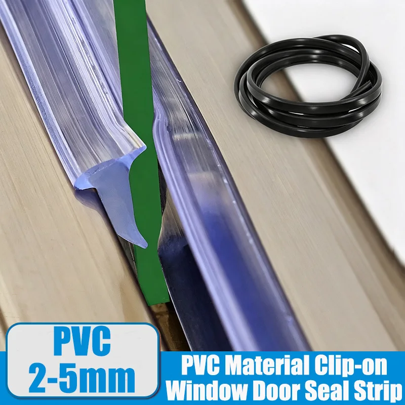 1Pc 1M Glass Window PVC Transparent fixed Seal Dustproof Sound insulation Bathroom door Weatherstrip Home Hardware Sealing strip