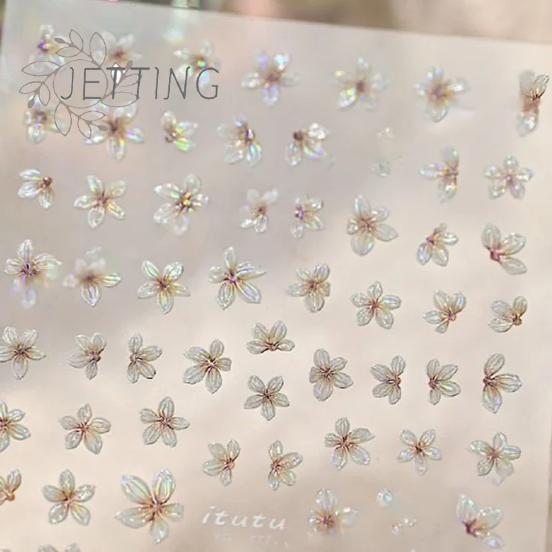 สติ๊กเกอร์ติดเล็บลายดอกไม้ 5 กลีบ 1 ชิ้น ลายดอกไม้เล็กๆ สไตล์สดใส สำหรับตกแต่งเล็บ DIY อุปกรณ์ทำเล็บ