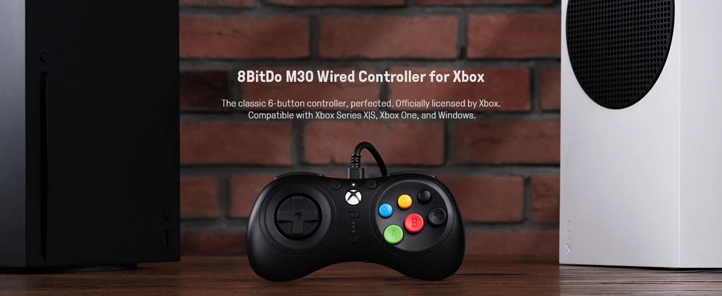 8BitDo M30 für Xbox Series Gamepad, kabelgebundener Controller und Unterstützung für Xbox Series X | S/Xbox One/Windows 10/11 BALCK USB – Detail 1