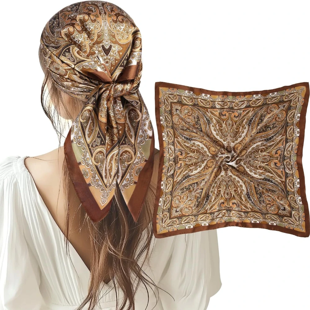 1 Pcs 27.5 Inches Satin Head Scarf Silk Like Hair Scarf Stai