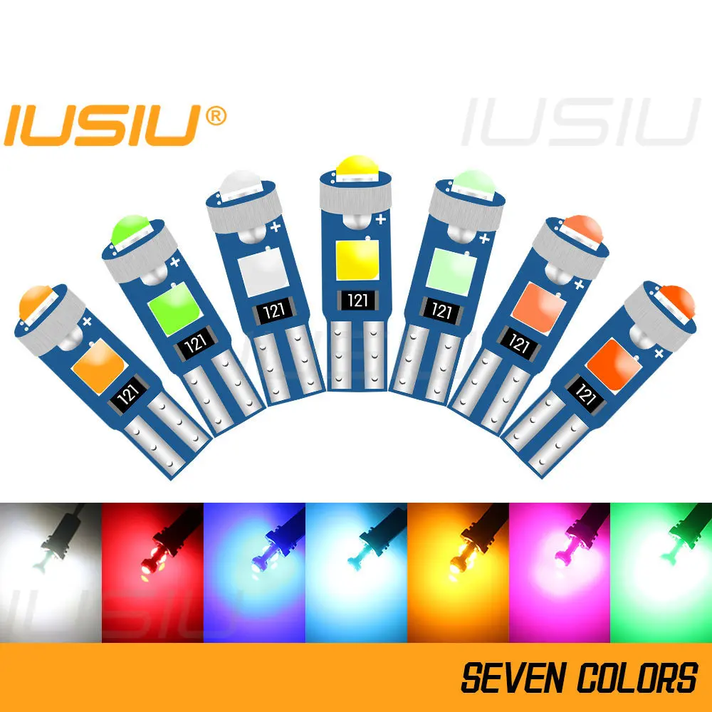 IUSIU 10PCS 73 74 Led T5 Bulb W3W 2721 3SMD Instrument Dashboard Plate Panel Meter Warning Indicator Signal Lamp 12V Car Light