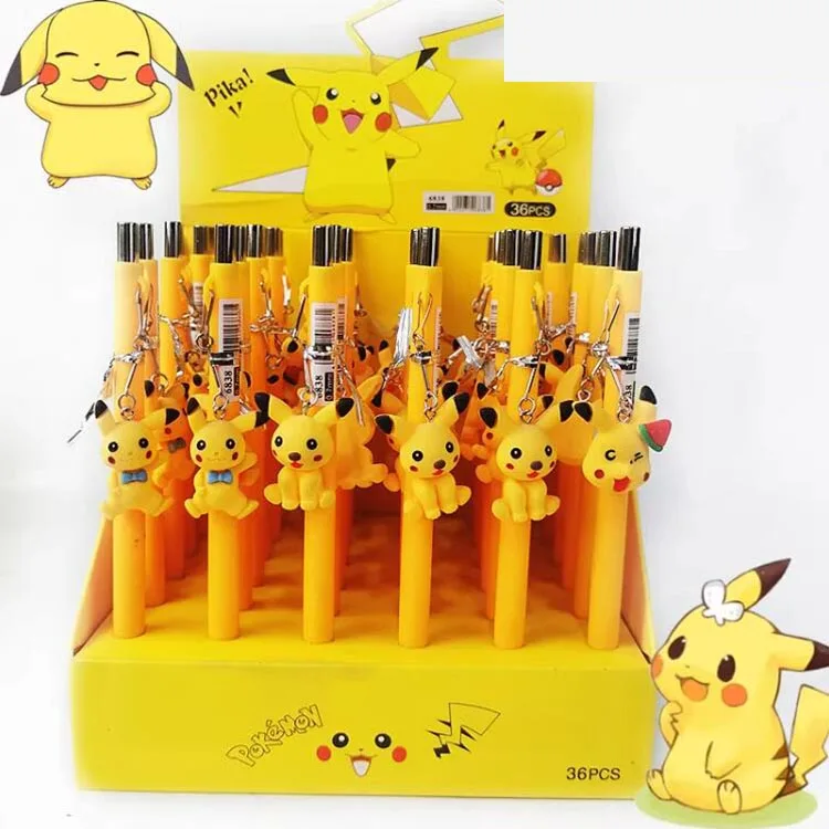 

36pcs/lot Kawaii Pokemon Mechanical Gel Pen Cute 0.7mm Pendant Pencil Promotional Gift Office School Supplies