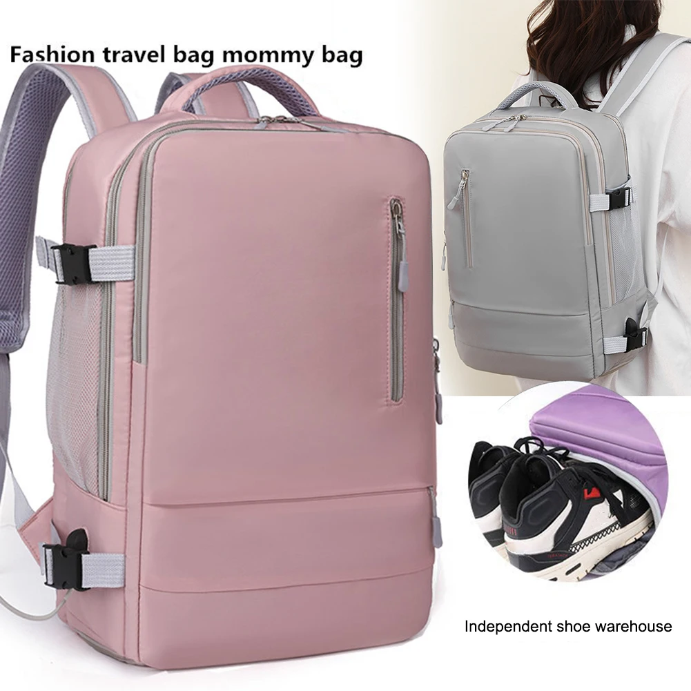 

Multi-Pockets Women Laptop Backpack 15.6inch Teenage Girl USB Charging School Backpack Independent Shoe bag Travel Outdoor Bag