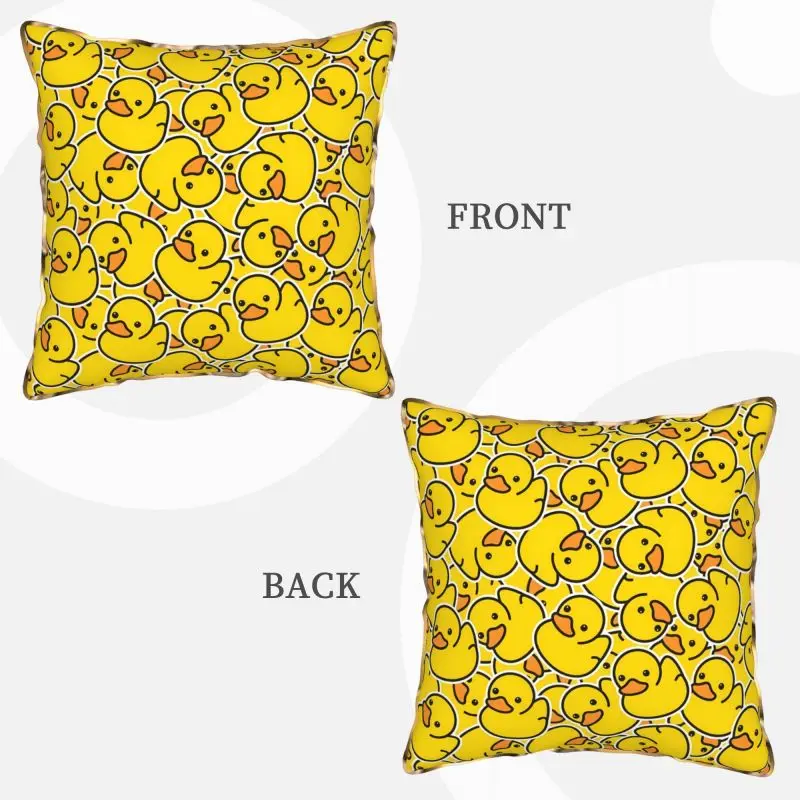 Rubber Cartoon Duck Soft Velvet Pillow Cover 18x18 Inch Cute Yellow Ducks Square Pillow Case Cushion Cover for Car Office Home