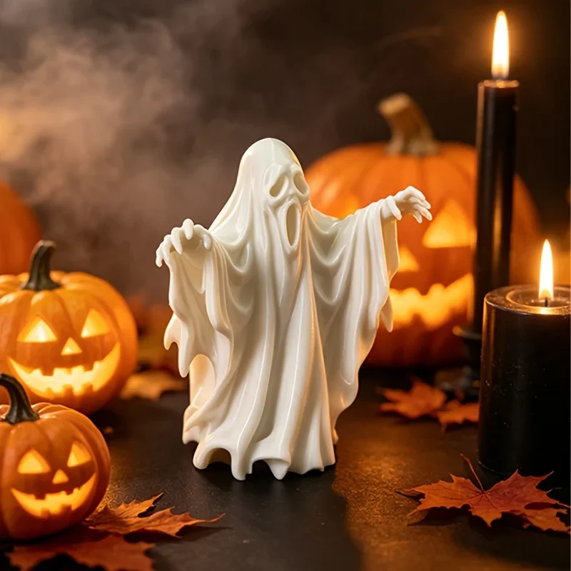 Gothic Horror Screaming Ghosts 3D Printed Figurine Flowing Robe Wraith Statue Halloween Ornament Home Bookshelf Decoration Gifts