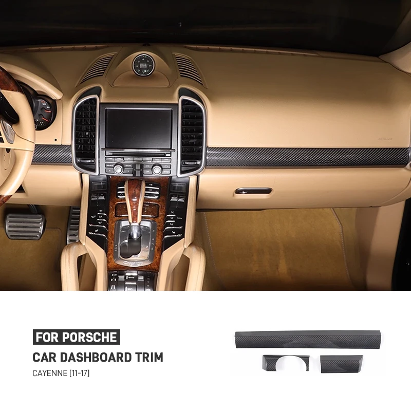 

Подходит для Porsche Cayenne 958 2011-2017, настоящее углеродное волокно, центральная консоль автомобиля, декоративная крышка приборной панели, наклейка, аксессуары