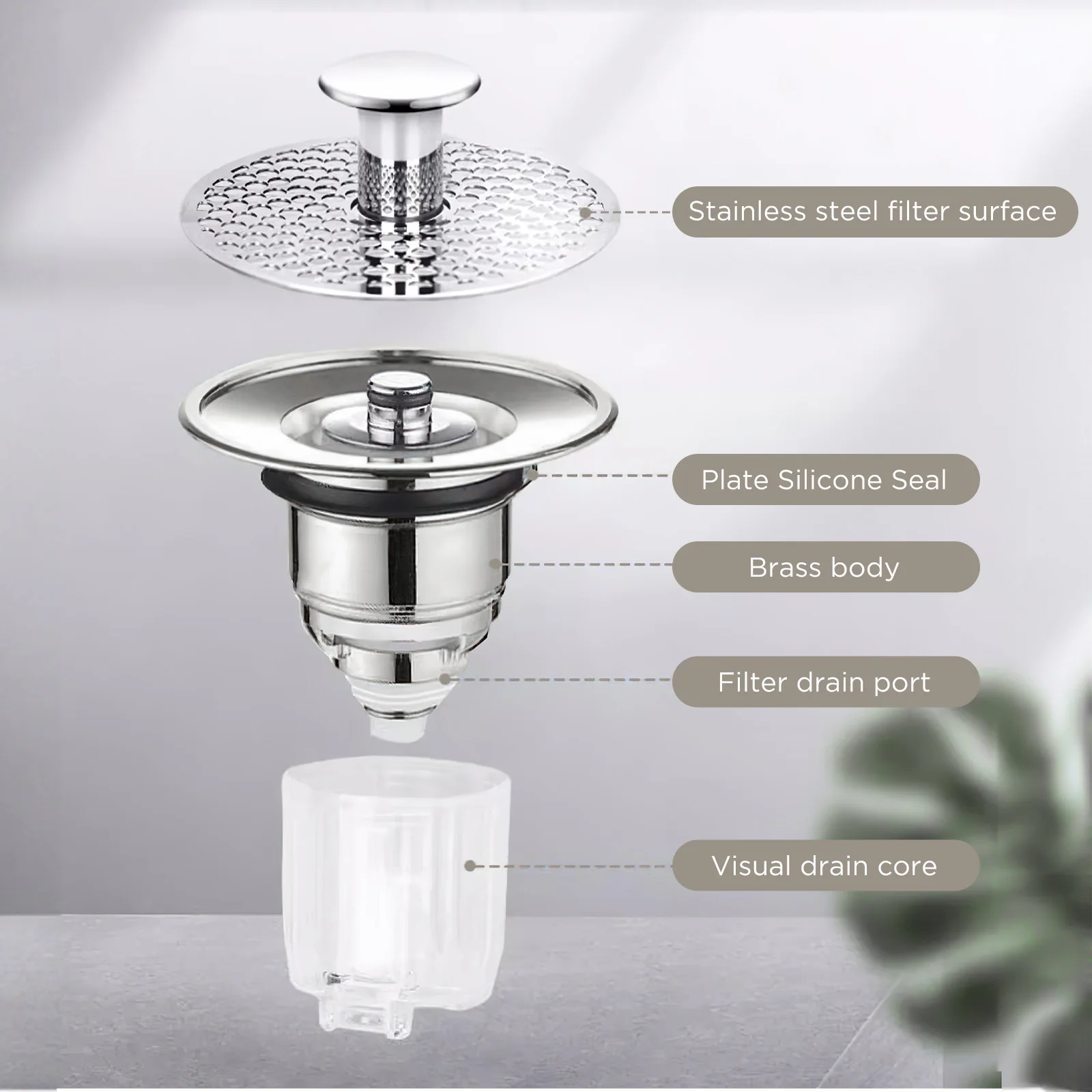 Universal Drain Filter Bounce Core Basin Sink Stopper Drainer Bathroom Accessories Strainer Anti-Insect Anti-Odor Kitchen Sinks