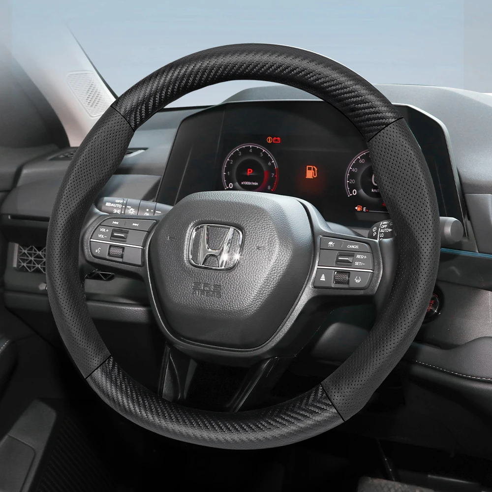 Suitable for Honda Breathable Leather Matte Carbon Fiber Texture Steering Wheel Cover Suitable for Civic Fit 8Th Gen 8 City Accord 9 10 Vezel Freed Breeze 7 Jade Shuttle Xrv Crosstour Insight Stream Rn6