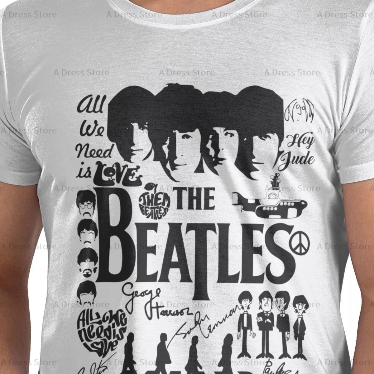 The Beatle Keep Calm Men's round neck T-shirt,Oversized print Tee Shirt,Casual Large Size Tshirt