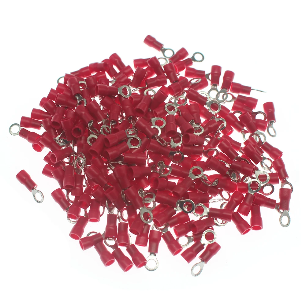 1000Pcs insulated round ends 5 Color RV1.25-4 Ring type Spade terminals brass Insulated Crimp Wire Cable Connector