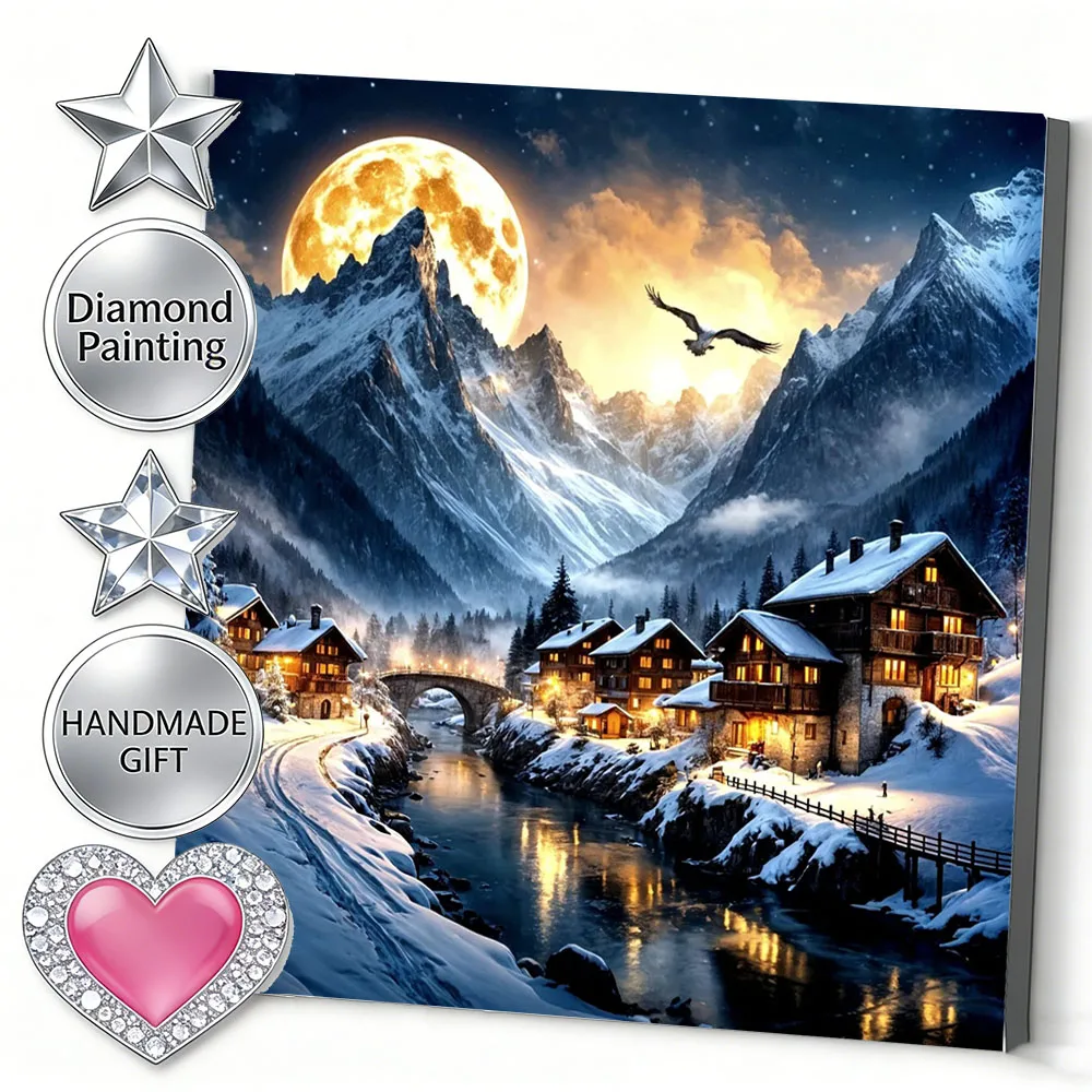 AZQSD Winter Christmas Diamond Painting New Arrival House Mountain Landscape Handicrafts Arts Gift New Diamond Mosaic 2026 Kit