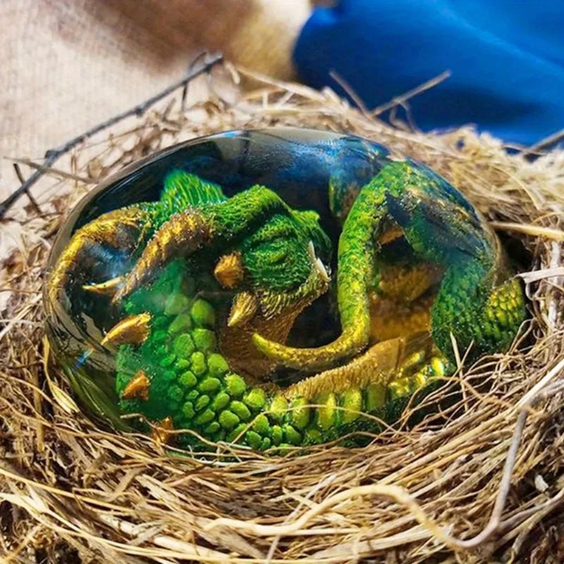 Crystal Transparent Resin Statue Dragon Egg  Dinosaur Egg Souvenir Resin Craft Luminous Handmade Dragon Eggs Home Decor Gift