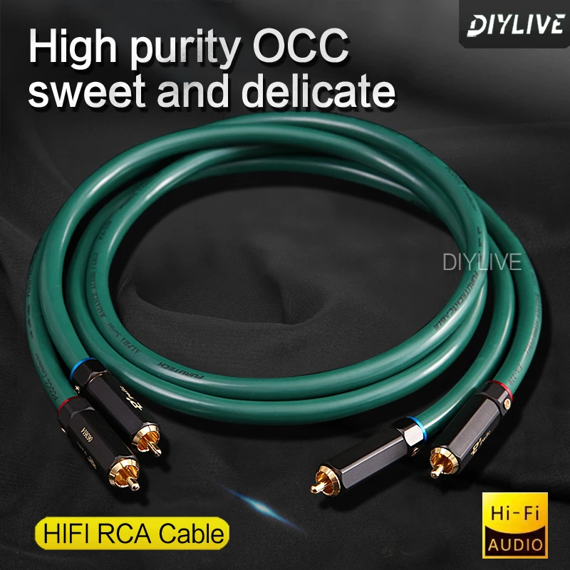 DIYLIVE Single crystal copper signal cable HiFi dual Lotus audio signal cable male to male rca line Cannon line scattered line