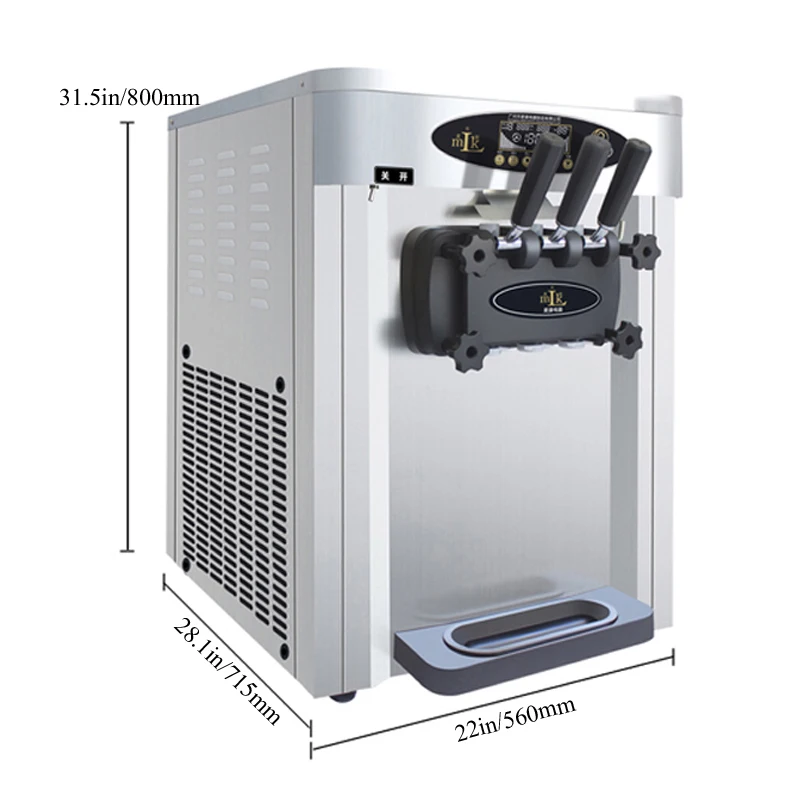 Automatic Soft Ice Cream Machine Desktop Intelligent English Operating System Stainless Steel Sweet Cone Ice Cream Machine