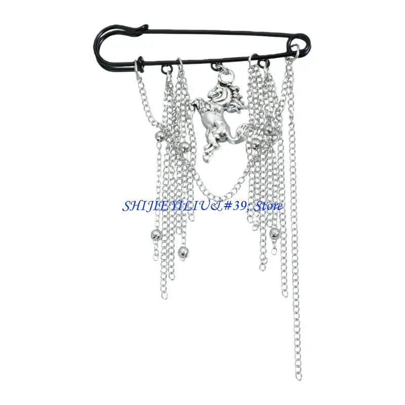 

E21F 2026 Year Of Horse Brooch Geometric Double Color Tassels Badge Nonslip Gift