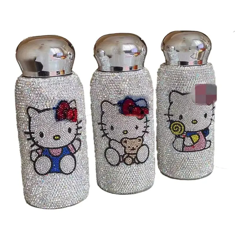 

MINISO Hello Kitty чашка для воды Алмазный кавайный термос чашка SUS304 хорошо выглядит Аниме Фигурка сияющая девушка милый мультяшный подарок для девушки