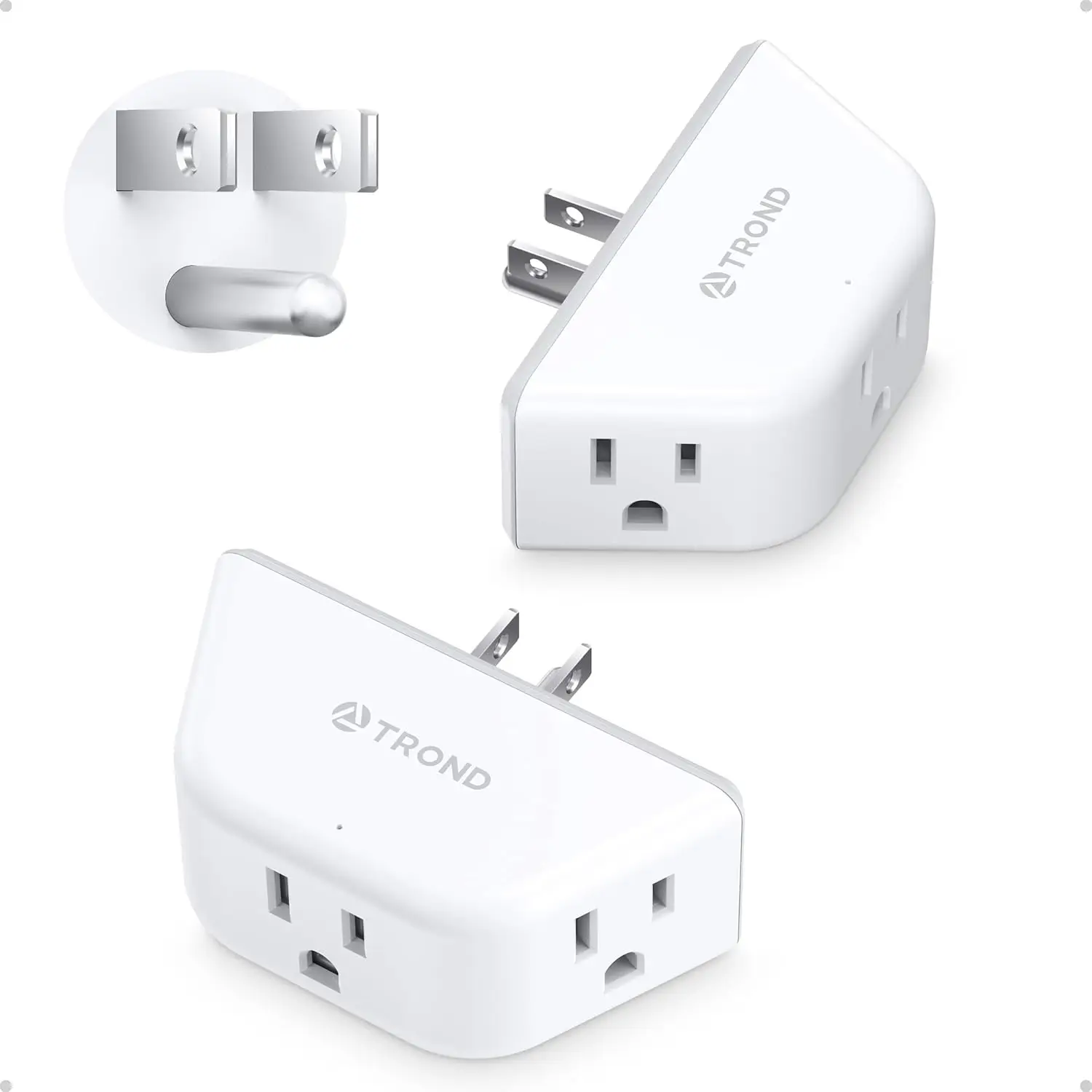 

2-Pack Angled Wall Outlet Splitter, 3-Way Plug Expander for Cruise Ship, Home Office, Dorm Room - White