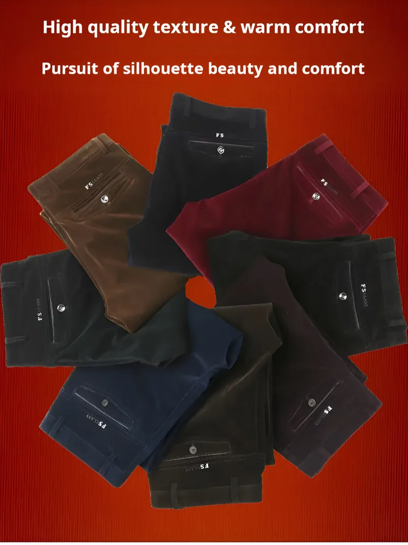 Spring and autumn loose men's corduroy middle-aged and elderly corduroy casual autumn and winter thick high waist straight dad