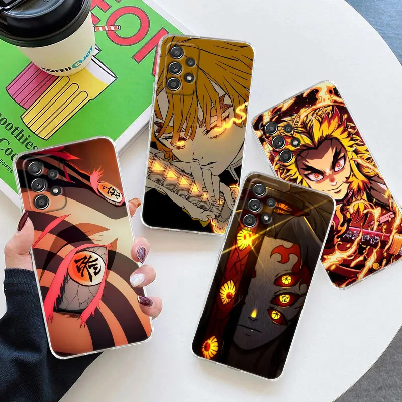 

For Samsung A56 A55 A36 A54 A52 A53 A15 A16 A21S A25 A34 A35 A26 A32 A72 Phone Case Rengoku Akaza Demon Slayer Kimetsu No Yaiba
