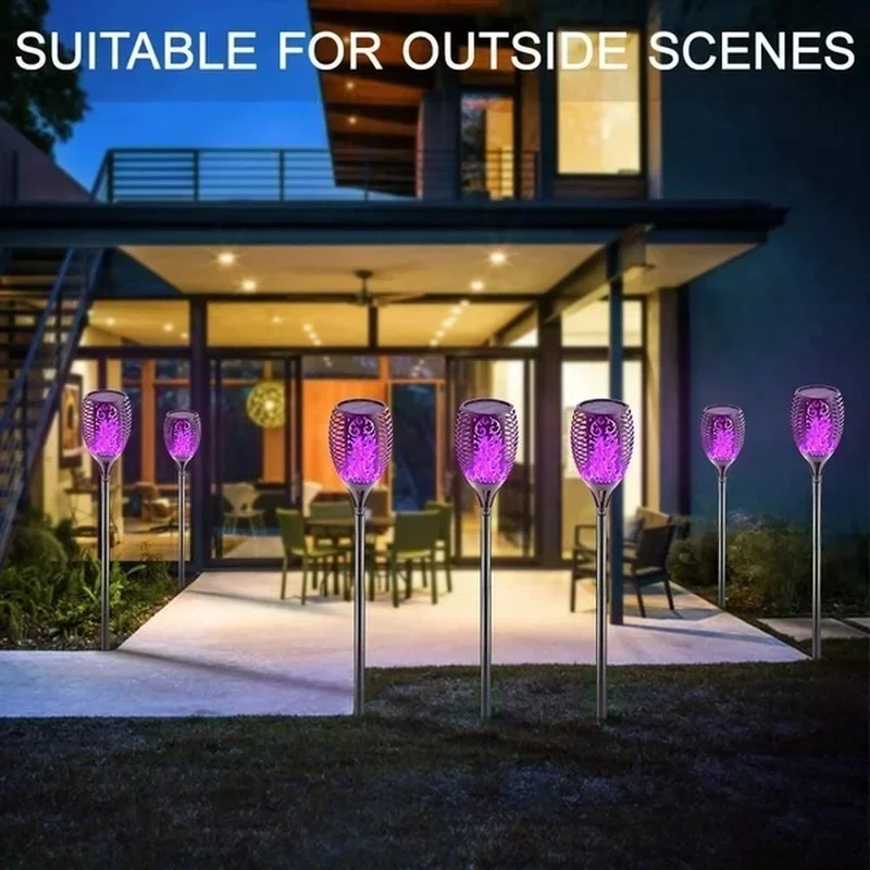 1/2/4/6/8/10Pcs Solar Flame Torch Lights Flickering Light Waterproof Garden Decoration Outdoor Lawn Path Yard Patio Floor Lamps