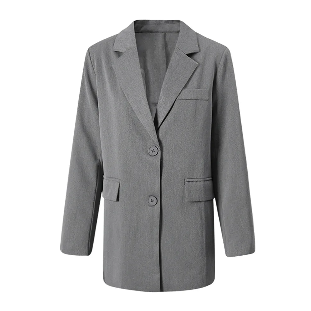 

2026 New Women Turn-Down Collar Long Sleeve Solid Coat Button Coat