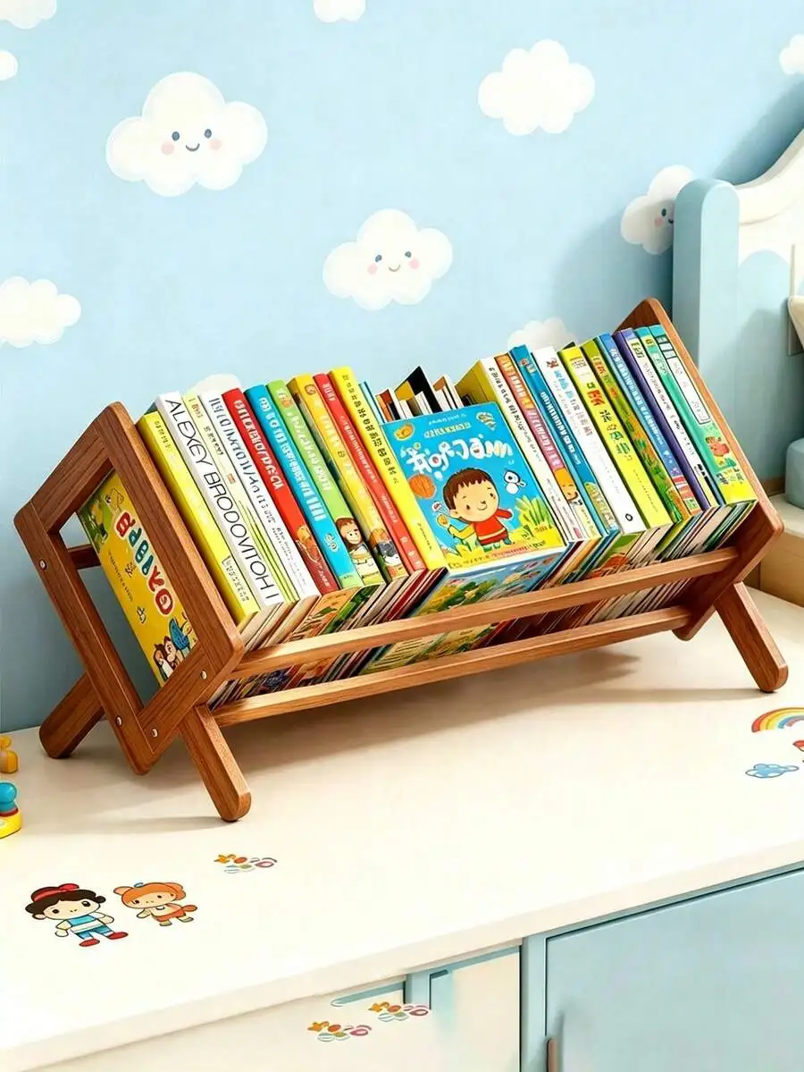 1pc Children's Room Bookshelf Desktop Kids Student Small Bookshelf Floor Standing Children's Desk Storage Rack