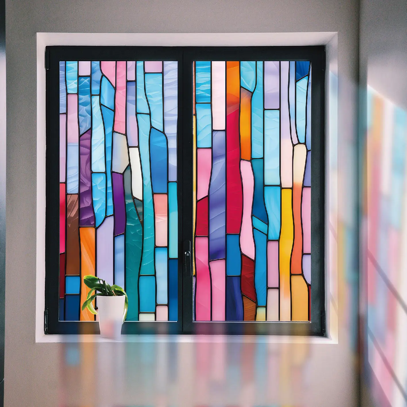 European Retro Church Colored Glass Film，Electrostatic Frosting,Adhesive Free Art Painting, Window Film, Stained GlassEuropean S