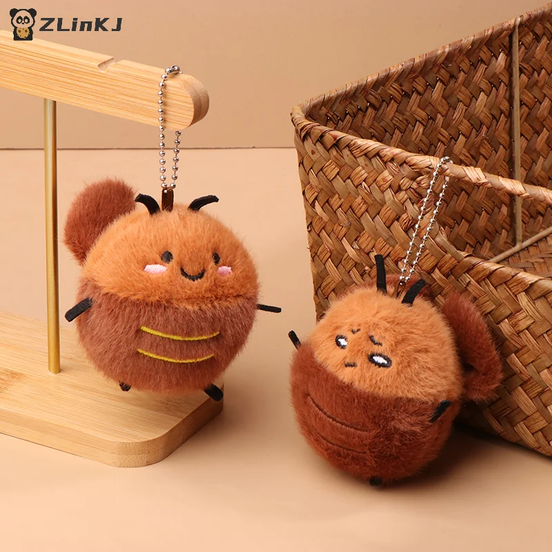 ▶1Pcs Stuffed Animal Car Key Holder Cute Cockroach Plush Keychain Backpack Pendant Stuffed Doll Decoration For Students