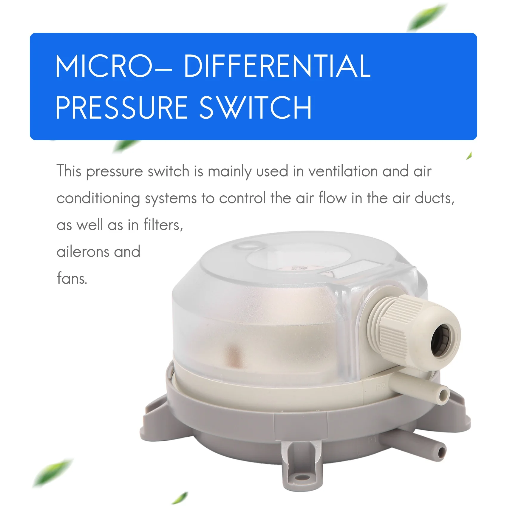 ABFKW مفتاح الضغط التفاضلي للهواء 30-300Pa 1K-5Kpa مفتاح هواء ضغط صغير قابل للتعديل #6