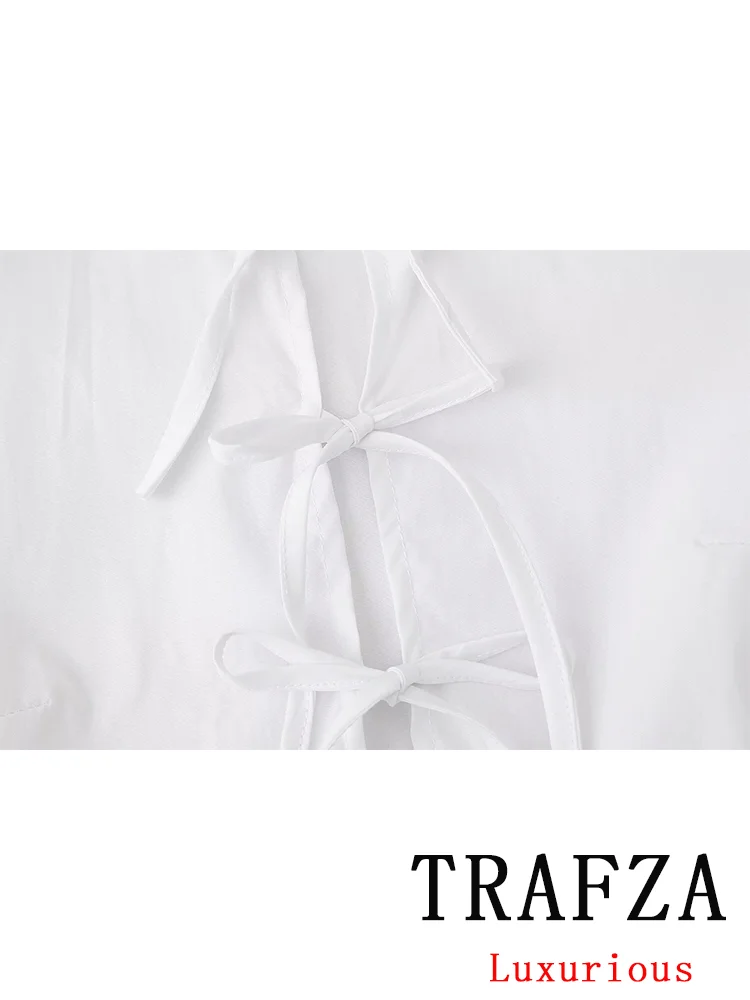 TRAFZA-Blusa sólida chique vintage feminina, manga comprida, camisas soltas, casual, elegante, feriado, nova moda, primavera, 2022