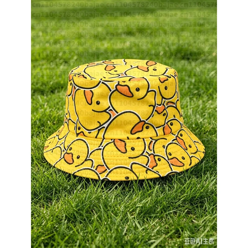 1pc Yellow Duck Bucket Hats Fashion Sun Cap Outdoor Bucket Hat for Women Men