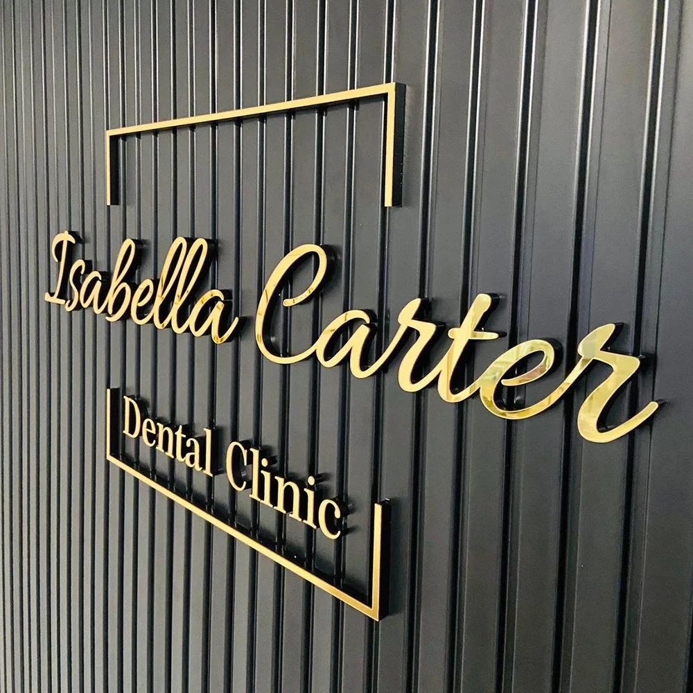 Letrero de negocios grande personalizado, espejo 3D montado en la pared, letrero artístico de pared con nombre acrílico, letrero con logotipo cortado con láser para marca registrada BeautySalon