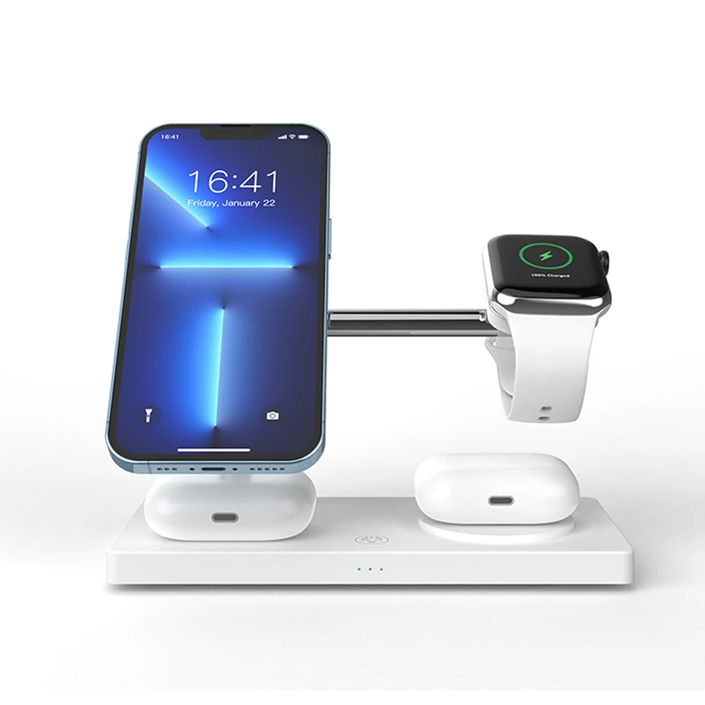 Soporte de cargador inalámbrico 4 en 1, estación de carga rápida para iPhone 15, 14, 13, 12, Galaxy watch/ Apple Watch 9, 8, 7, 6, 5, Airpods