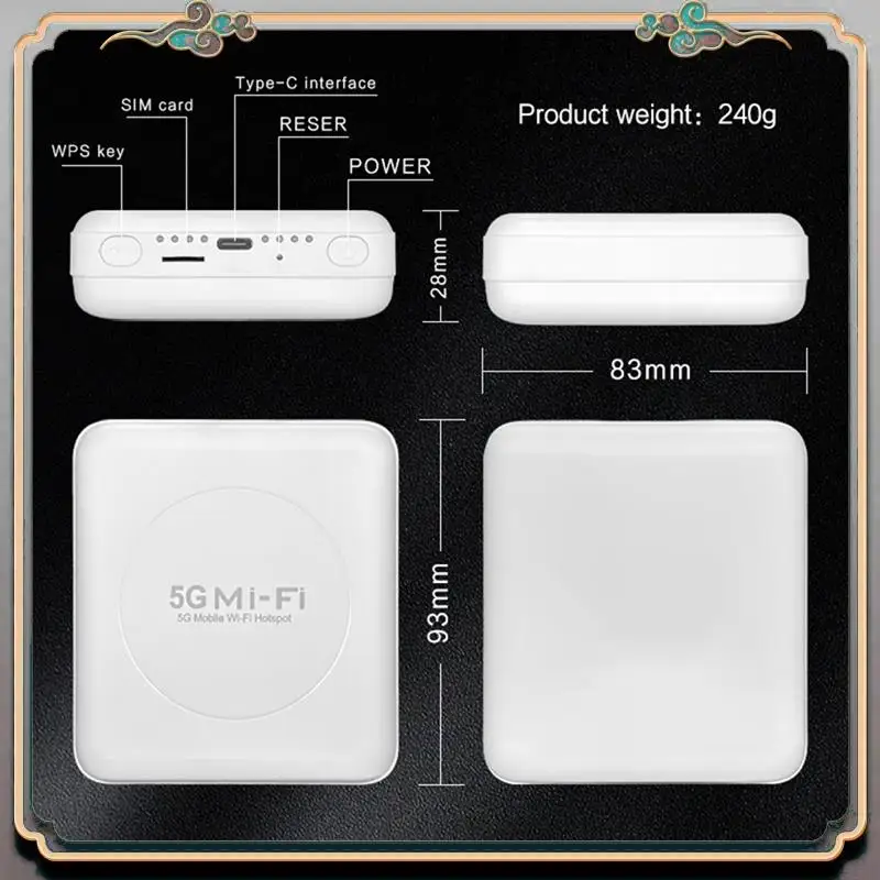 Durable 5G Wifi 6 Pocket Wifi Router With SIM Card Slot Wireless Mobile Hotspot Mifi Router Support 10 Users For Travel Office