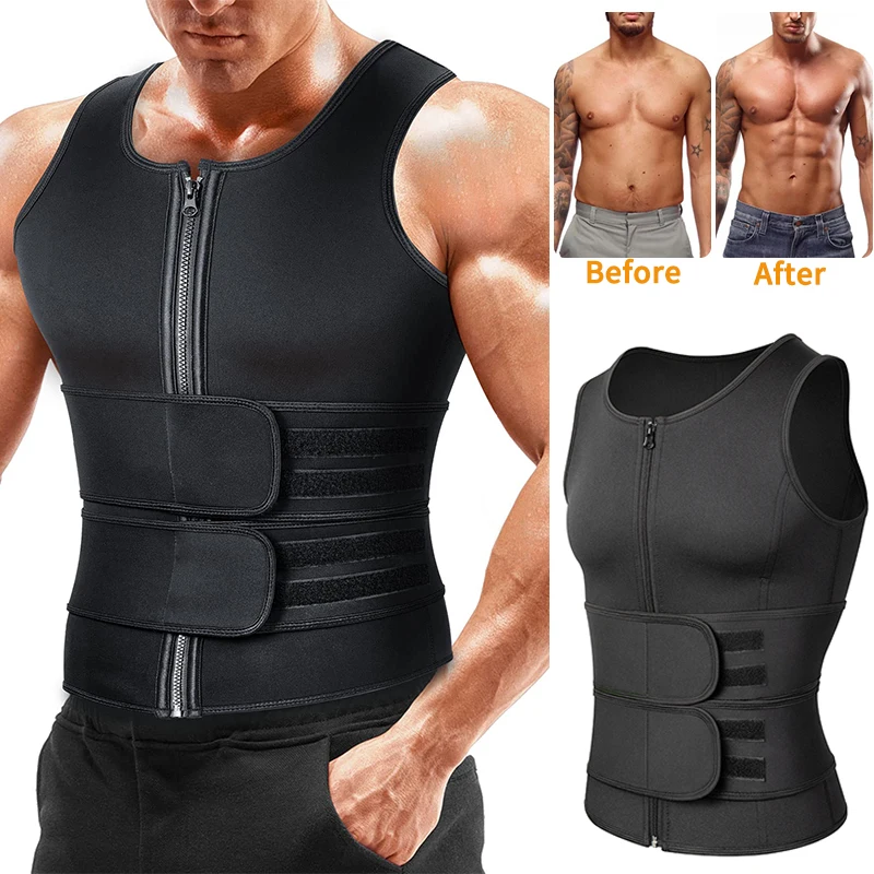 Corsé adelgazante para hombre, moldeador de cuerpo, chaleco para quemar grasa, Sauna, sudor, vientre, entrenador de cintura, faja deportiva, camisa,