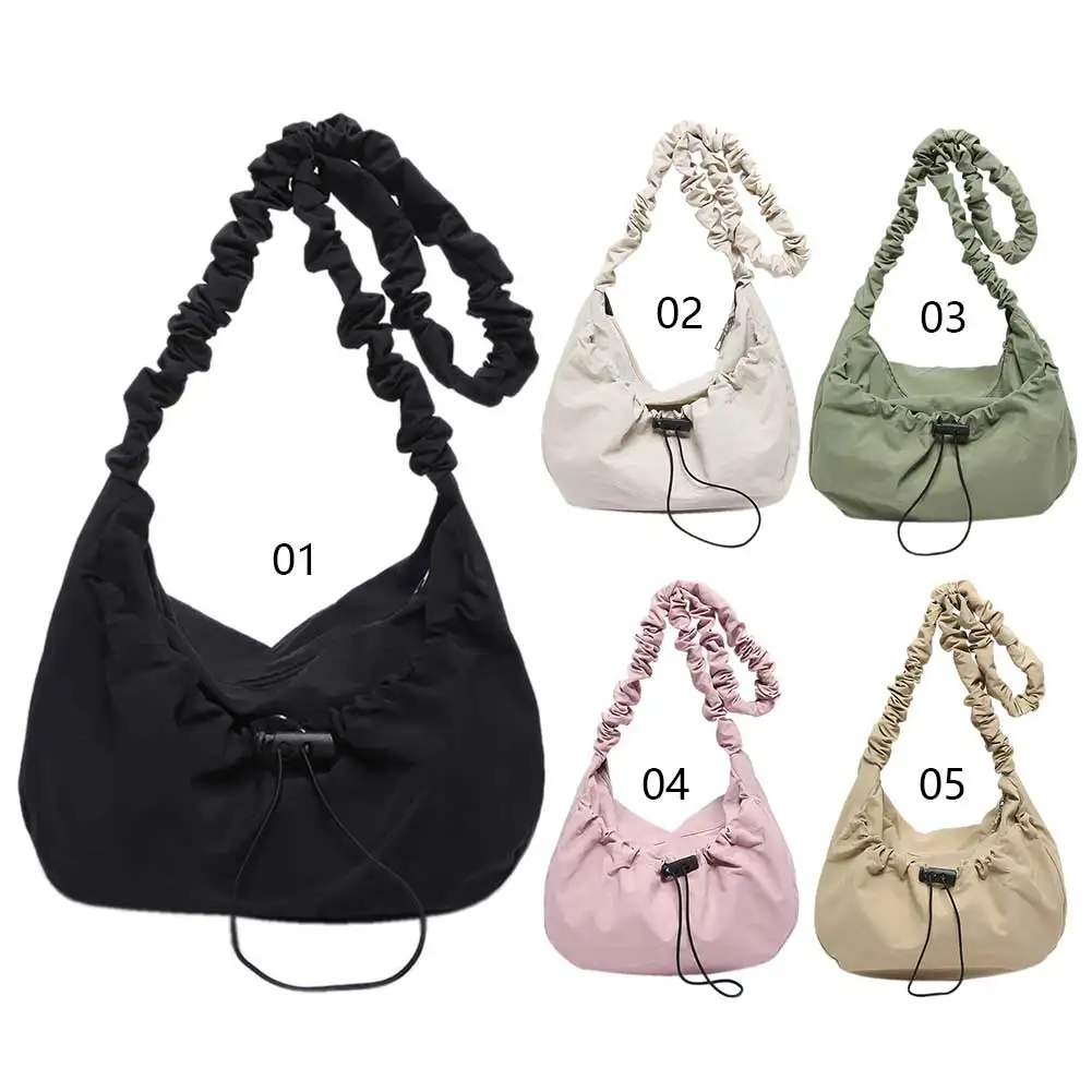 

Women Ruched Shoulder Bag Adjustable Strap Pleated Crossbody Bag Large Capacity Cloud Drawstring Hobo Bag Ladies Outdoor Bag